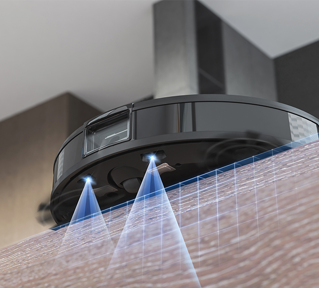 robot hút bụi ecovacs chống rơi cầu thang